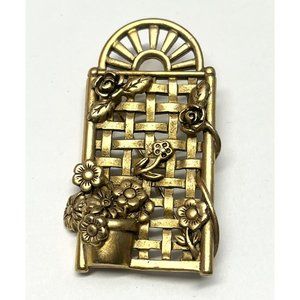 Vintage Dunecraft flower trellis brooch pin